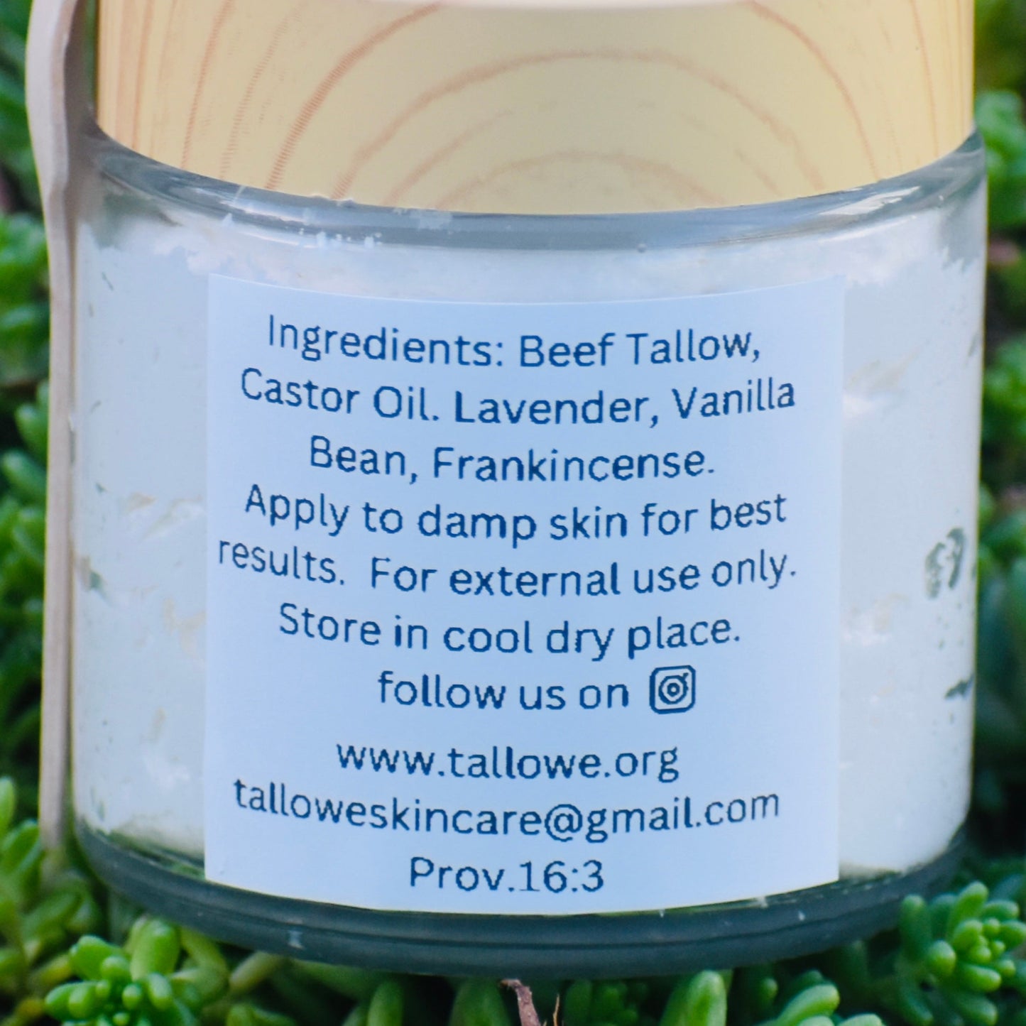 100% Grass Fed Beef Tallow with Lavender and Vanilla Bean