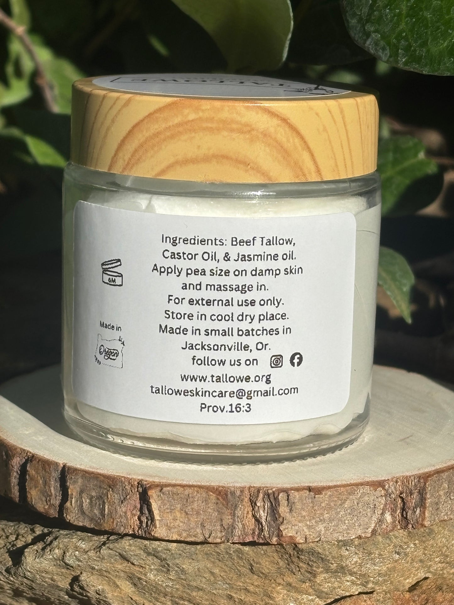 100% Grass Fed/Finished Beef Tallow with Jasmine