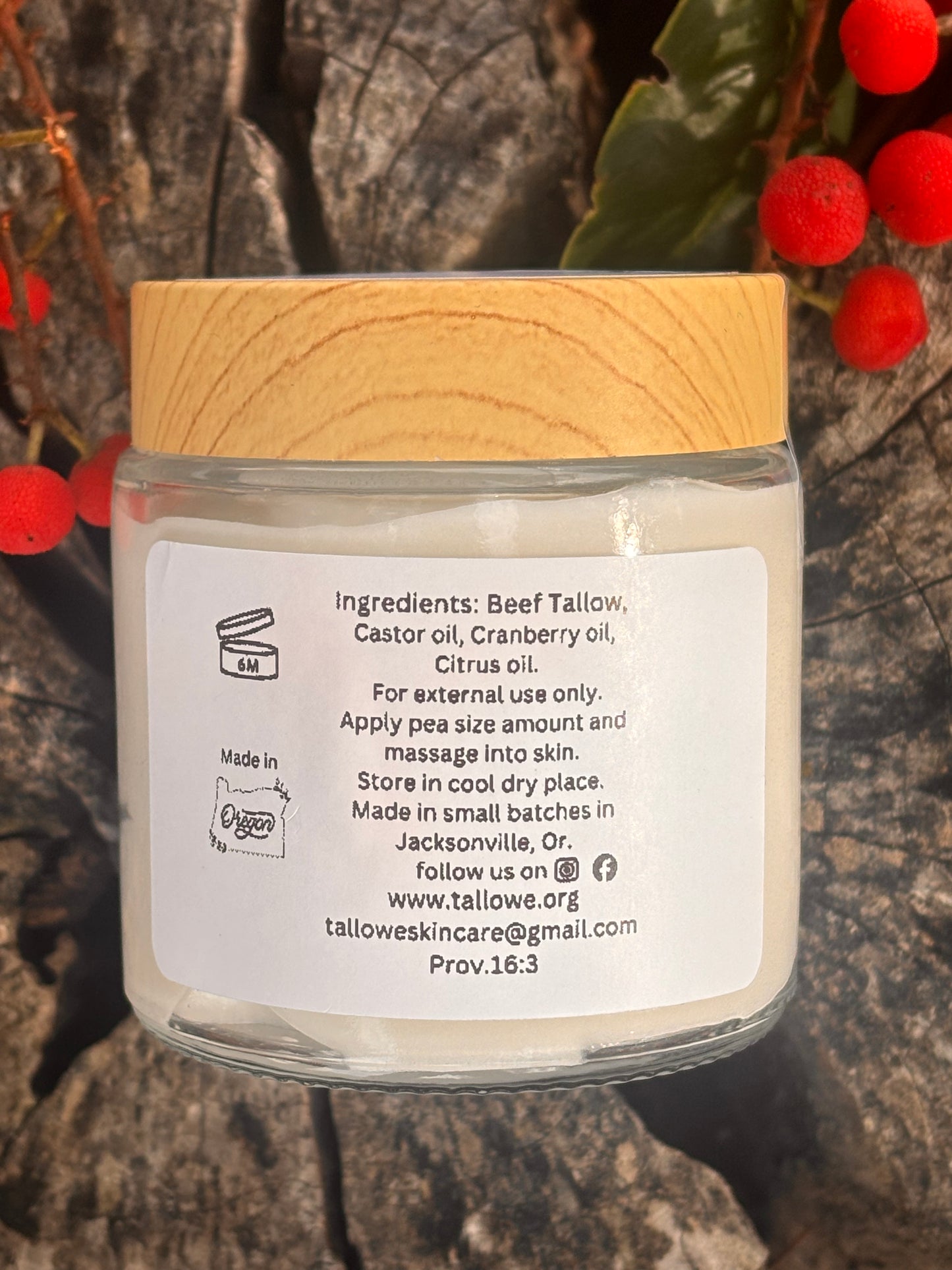 100% Grass fed/finished beef Tallow with Cran-Citrus Whipped