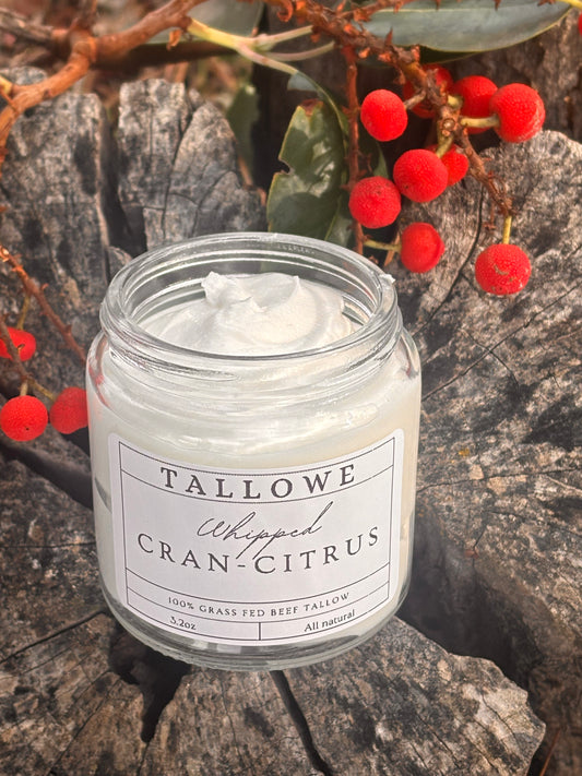 100% Grass fed/finished beef Tallow with Cran-Citrus Whipped