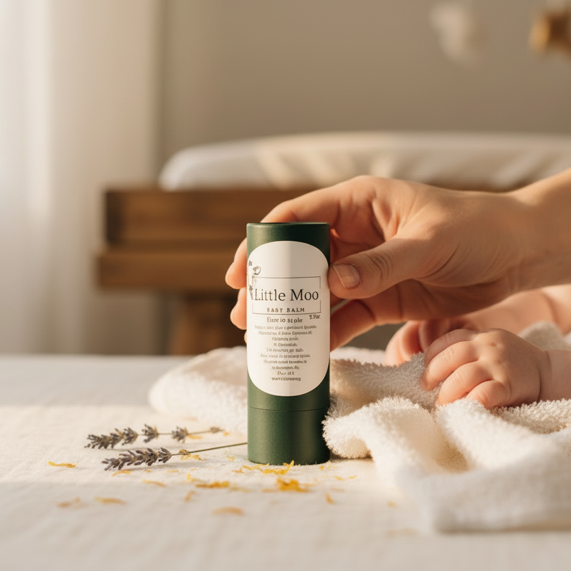 Little Moo Baby Balm with Baby Hands
