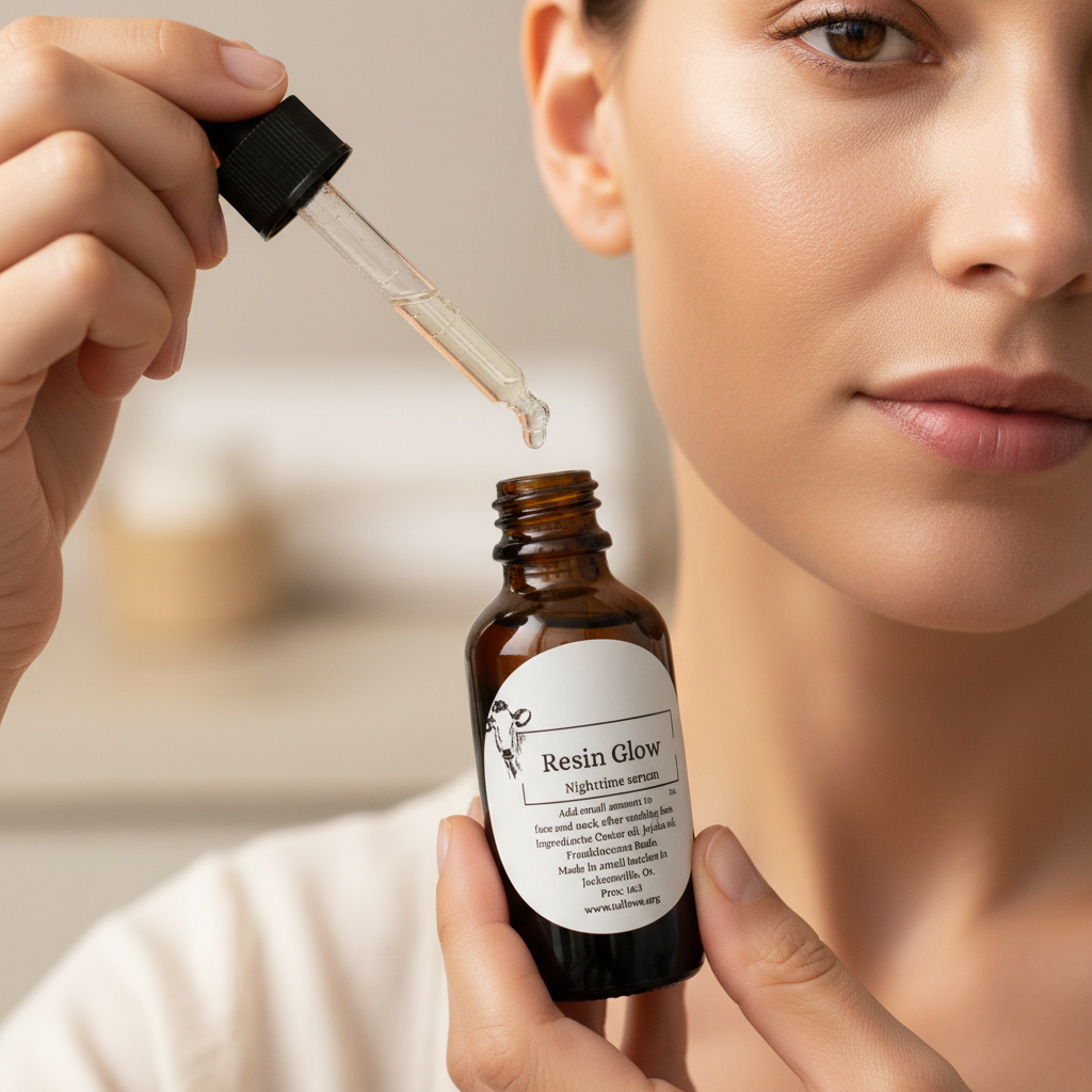 Person applying Resin Glow serum